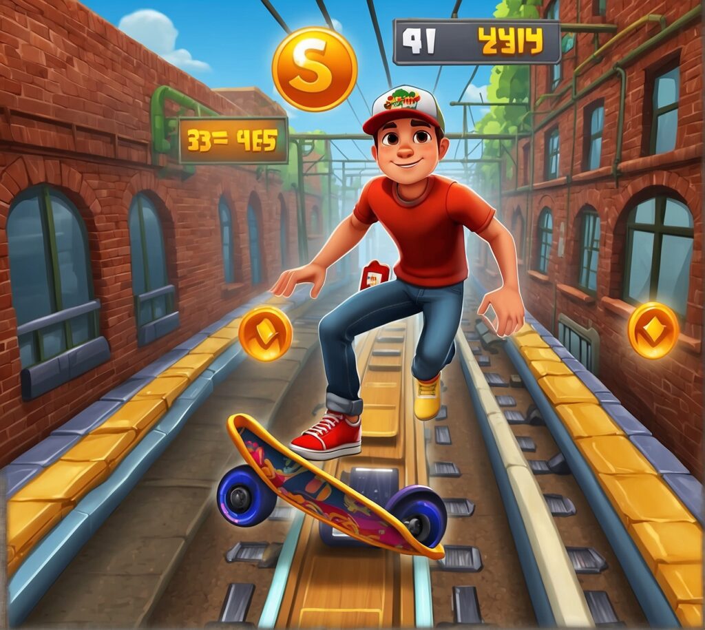 Default subway surfer game hurdles and hoverboard 2