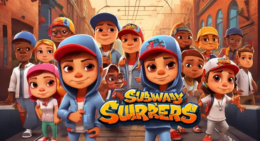 Leonardo Diffusion XL subway surfers logo with all characters 0